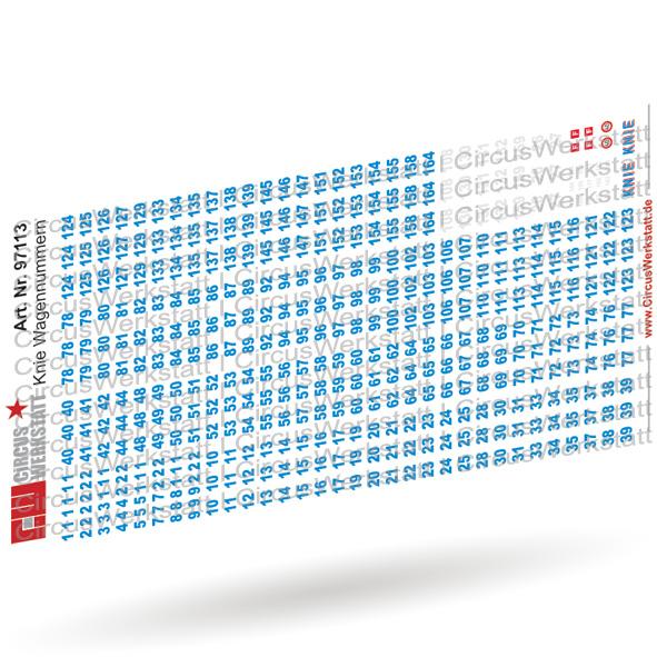 Water transfer numbers Circus Knie - decal set 1/87 Water transfer numbers Circus Knie - decal set 1/87
